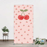 Lofaris Sweet Pink Red Cherry Happy Birthday Rectangle Backdrop